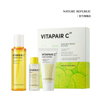 【NATURE REPUBLIC】VITAPAIR 維他命C 淡斑亮白精華90ml套組 (亮白精華+光澤化妝水+潔顏泡泡)