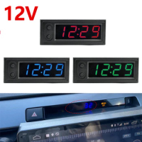 Adjustable Car Temperature Clock 12V 3 in 1 Thermometers Voltmeter Gauge Electronic Clock LED Digital Display LCD Screen