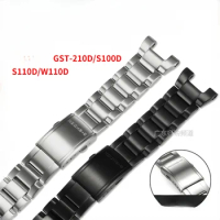 For Casio Heart of Steel Anti-Allergy 26x14mm Watch Strap Replace Original GST-W300/400g/B100/S310/S120 Fold Buckle Accessories