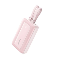 แบตสํารอง 10000mAh Anker Zolo Magnetic Power Bank (สาย Type C + Lightning ในตัว) - A1680 (สีชมพู)