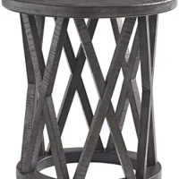 Rustic Round End Table Made of Solid Pine Wood, Gray with Weathered Finish Small coffee table Table top Small end table Tea tabl