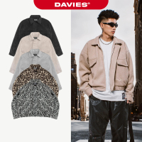 Áo khoác dạ nam nữ dáng ngắn DAVIES siêu dày form rộng màu đen, màu xám, màu be Crop Bomber Jacket C