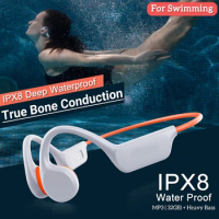 Ture Bone Conduction Earphones IPX8 Waterproof Wireless Headphone For Swimming MP3 Player Hifi Ear-hook Bluetooth 5.3 Headset