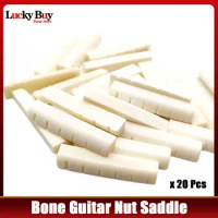 20pcs Guitar Replacement Bone Guitar Bridge Saddle Nut Set Slotted for Acoustic Guitar Stringed Folk Guitar Accessories