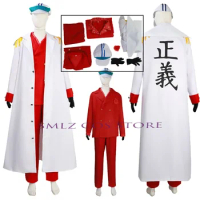 General Sakazuki Cosplay Costumes Anime Akainu Navy Uniforms Red Suit Cloak Hat Halloween Party Cost