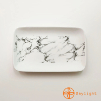 【Daylight】大理石紋系列-22.5cm陶瓷長方盤-2邊留白(陶瓷盤 北歐 沙拉盤 餐具 點心盤 入厝禮 新婚禮)