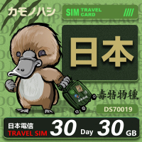【鴨嘴獸 旅遊網卡】Travel Sim 日本網卡 日本 30日 30GB網卡 旅遊卡 漫遊卡(日本 網卡 網路吃到飽 上網)