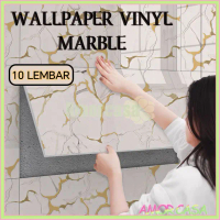 [PAKAT 10 LEMBAR]  1 set Wallpaper keramik Dinding Vinyl Marble Glossy /Sticker Maemer PVC 30X60CM H