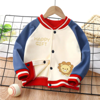(0-4y) LION BLUE CREAM JACKET JAKET BAYI ANAK COWOK CEWEK 6 9 BULAN 1 2 3 4 TAHUN JAKET BASEBALL ANA