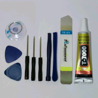 Obeng hp full set plus lem t-7000 15ml hitam plus congkelan lcd / touchscreen