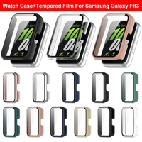 PC Watch Case Watch Screen Protector with Tempered Glass Anti-Fall Dustproof for Samsung Galaxy Fit 3 SM-R390