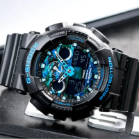 【G-SHOCK】強悍迷彩潮流雙顯錶-藍迷彩(GA-100CB-1ADR)