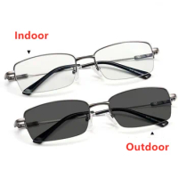 Titanium frame Progressive Multifocal Glasses Photochromic Reading Glasses memory Legs High Quality Outdoor Presbyopia Glasses