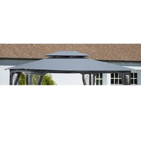 13x10 Ft Patio Double Roof Gazebo Replacement Canopy Top Fabric,gazebo replacement canopy,UV protection, water-repellent,Gray