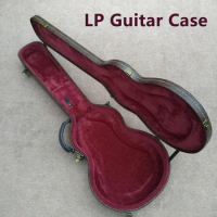 Custom LP Electric Guitar Hard Case, Brown Leather With Red Lining, Bronze Hardware, Free Shipping