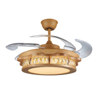 42 inch luxury decor low watt fancy crystal ceiling fan light led light ceiling fan crystal retractable ceiling fan