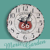 【Meric Garden】風格仿舊裝飾壁掛式時鐘/壁鐘/掛鐘（Route66）