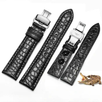 Crocodile Skin Watch Strap Genuine Leather Men Women Needle Butterfly Buckle for Mido Longines Famous Master Omega IWC Watchband