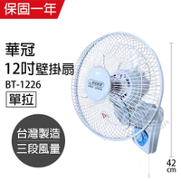 【華冠】MIT台灣製造12吋單拉壁扇/電風扇 BT-1226