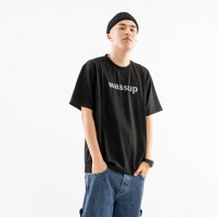 WASSUP短袖T恤圓領 夏季潮流簡約印花純色純棉休閑寬松男女裝情侶
