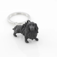 Black Color Cute Dachshund Key Chain Cute Sausage Dog Animal Keychain Keyrings For Man Child Pet Jewellery Wholesale Bulk Lots