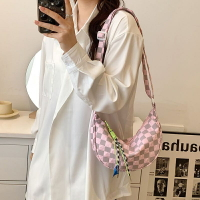 2023新款流行斜背包女休閒百搭寬肩帶帆布包大容量上課單肩餃子包日式休閒 單肩斜背包 側肩包 女生包包