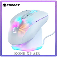 ROCCAT KONE XP AIR Ergonomic RGB Three-mode Fast Charging Base 19000DPI White Wireless Gaming Mouse