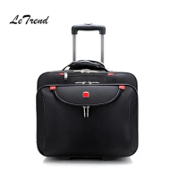 Letrend Business Oxford Rolling Luggage Casters 18 Inch Men Multifunction Carry On Wheels Suitcases Trolley Bag Travel Bag Trunk