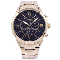 FOSSIL 美國最受歡迎頂尖運動時尚三眼計時腕錶-黑金-BQ2400M