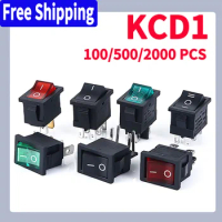100/500/2000PCS 12Models KCD1 Series 21*15mm 3/4/6Pin Boat Car Rocker Switches 6A/250VAC 10A/125V AC With Red Green Lamp Switch