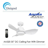AEROAIR AA320 35\ DC Ceiling Fan With Dimmable LED (White Wood)"