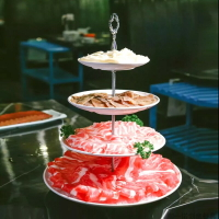 創意火鍋店多層盤涮肥牛羊肉盤毛肚肉片海底撈餐具自助餐廳點心架