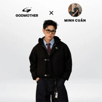 [GODMOTHER x minh.cuan] Áo Khoác Dạ Khoá Cài GODMOTHER Kèm Mũ Phong Cách Biker 2 Lớp