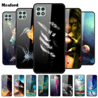 For Samsung A22 5G Case A22 4G A12 Luxury Tempered Glass Hard Back Cover For Samsung Galaxy A22 4G Phone Case Fundas Bumper A 12