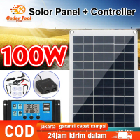 Panel Surya 60W/100W Portable - Pembangkit Listrik Tenaga Surya dengan Kontrol LCD 10A/30A + Aki 12V