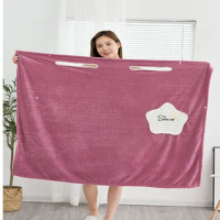 Plus Size Wearable Microfiber Bathrobe Ladies Shower Ladies Soft Bath Towels Home Textiles Bath Towels and Sauna Towels Bathroom