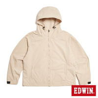 EDWIN 男裝 大寬版防風連帽外套-淺卡其