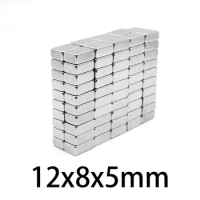 5-200 pçs 12x8x5mm super powerful strong block of rare earth ndfeb neodymium magnet 12 mm x 8 mm x 5 mm N35 magnets 12* 8*5mm