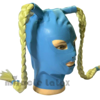 Latex Hood With Ponytail Latex Cosplay Hood Mask Gummi 0.4MM Rubber