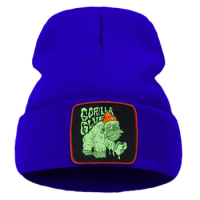 Glue Is Poured On The Gorilla Creativity Design Printing Women Bonnet Retro Hair Care Hats Casual All-math Unisex Knitted Cap