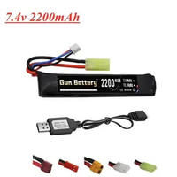 7.4v 2200mAh Lipo Battery for Water Gun 2S 7.4V battery and Charger for Mini Airsoft BB Air Pistol Electric Toys Guns Parts