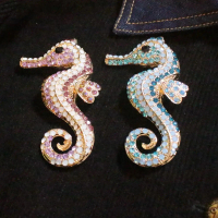 Set 2 keping Bros dan corsage vintaj bertema kuda laut yang elegan, aksesori pakaian, perhiasan