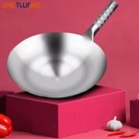 32cm Stainless Steel Wok High Quality Chinese Pot ​Kitchen Cookware Gas Stove Cooking Wok