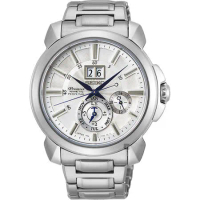 SEIKO 精工Premier人動電能萬年曆手錶-銀色/43mm 7D56-0AG0S(SNP159J1)
