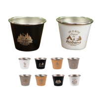 【May Shop】兩入組 戶外小酒杯4件組304不銹鋼燒烤啤酒杯露營便攜燒烤白酒杯(4杯一組 兩套組)