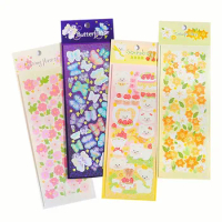 Holographic Toploader Deco Stickers with Cute and Colorful Korean