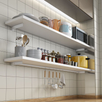 免打孔廚房置物隔闆壁掛桿墻上調料實木收納掛多功能用神器