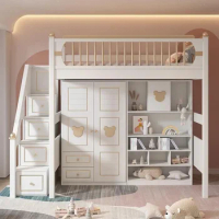Bunk Children Bed Boy And Girl Bedroom Storage Beds With 360°Security Fence Luxury Wooden Bed For Kids