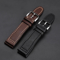 High Qulity 20 22mm Black Brown Genuine Leather Watchband For IWC Watch Strap Men Wrist Bracelet Pin Buckle Logo On