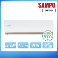 【SAMPO 聲寶】11-15坪R32一級變頻冷暖一對一頂級型分離式空調(AU-PF72DC/AM-PF72DC)